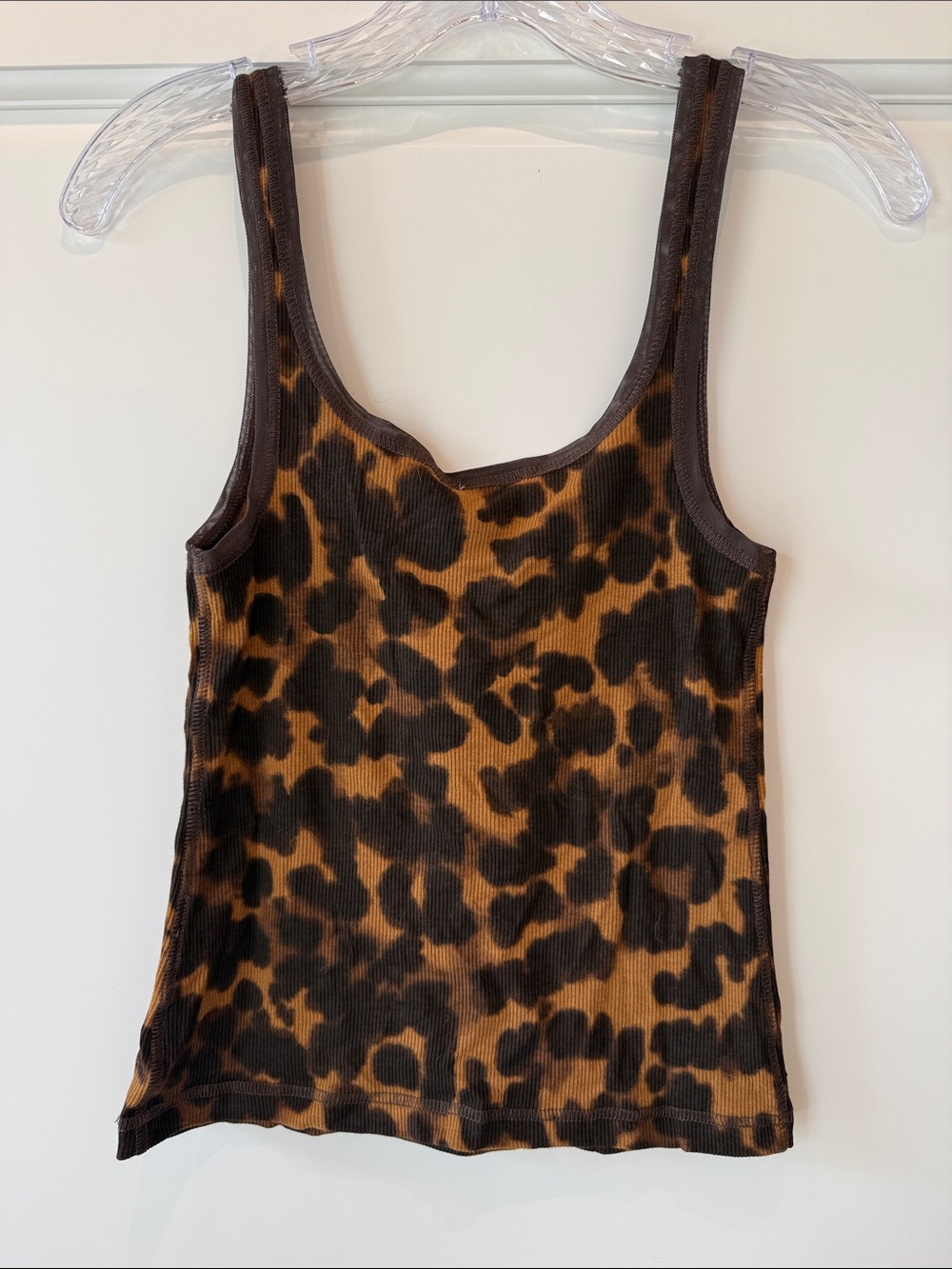 Pilcro Leopard-Print Ribbed Tank in Brown & Black - NWT Size S - Picture 2 of 7